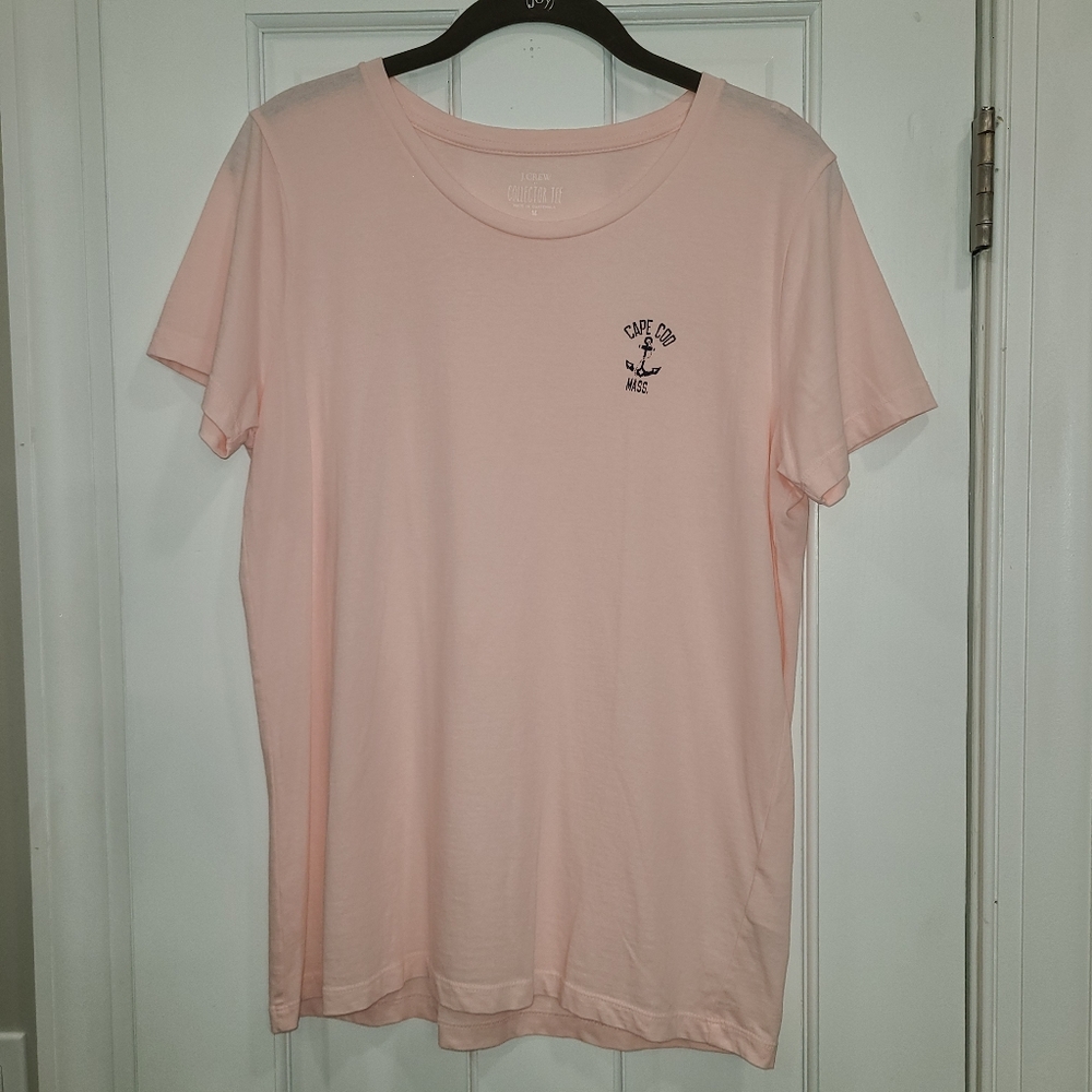 ⚓️ J.Crew Collector Tee Cape Cod Anchor Shirt Pink Navy Women’s Medium